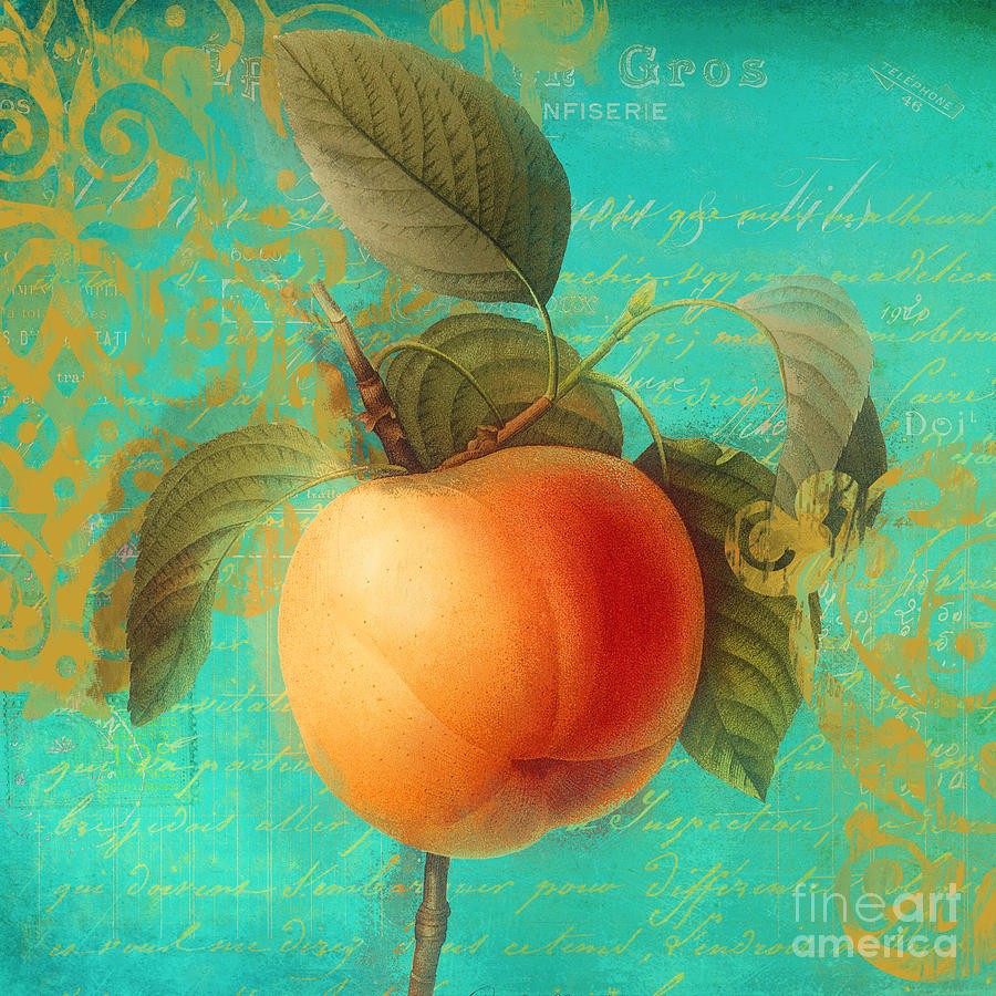 Peach Painting - Glowing Fruits Apricot by Mindy Sommers
