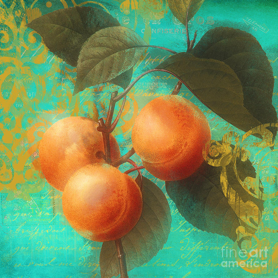 Peach Painting - Glowing Fruits Apricots by Mindy Sommers