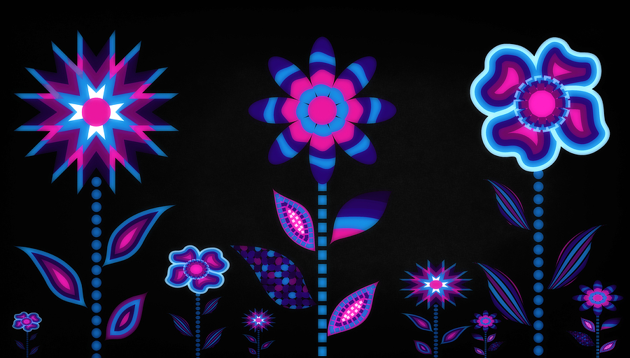 Flower Digital Art - Glowing Garden 3 by Angelina Tamez
