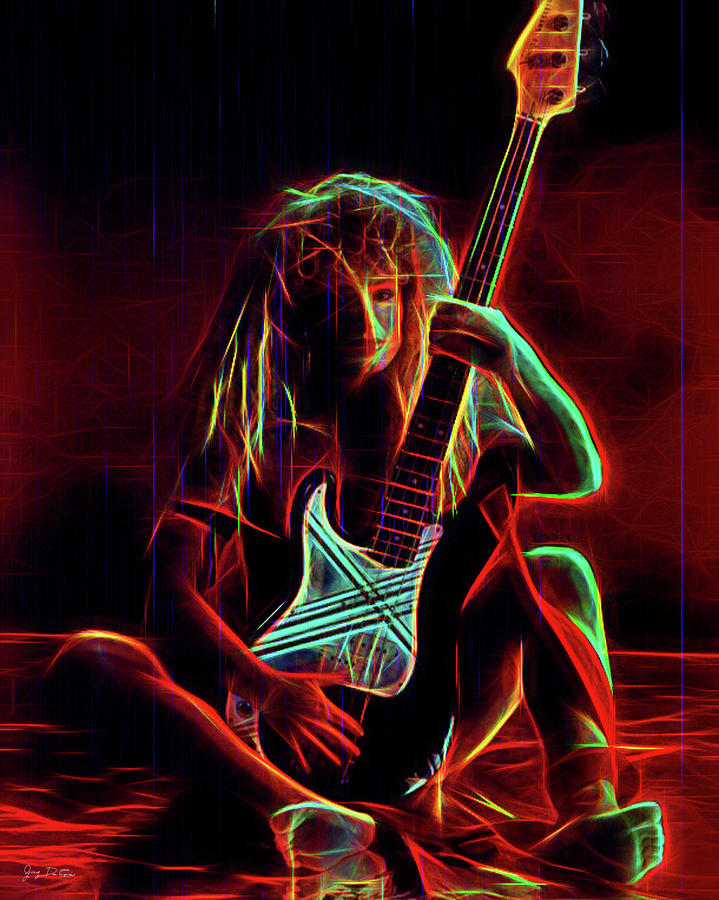 Glowing Guitar Girl Digital Art by Gary De Capua