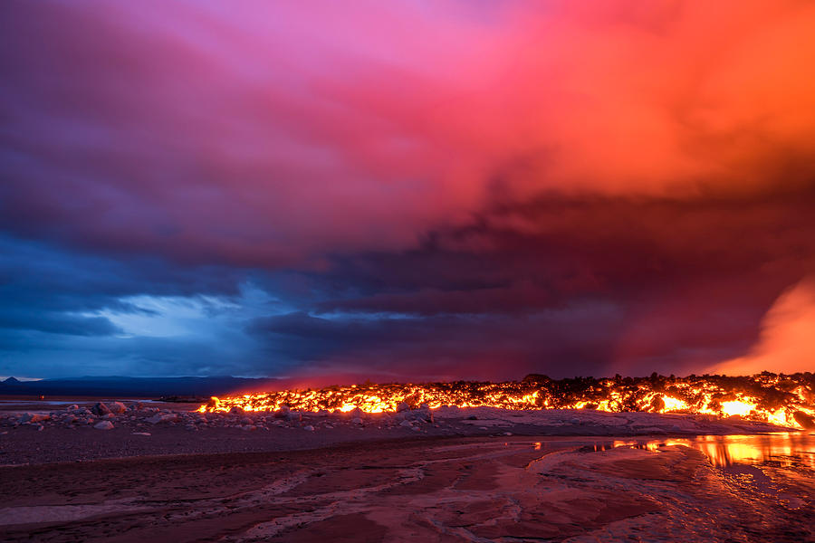 Color Image Photograph - Glowing Lava And Skies by Panoramic Images
