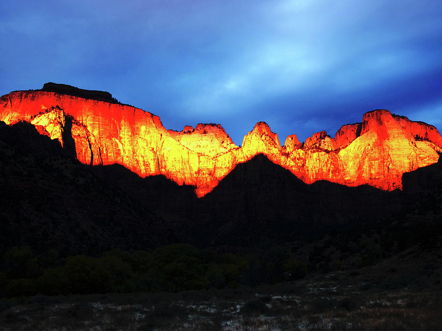 Glowing Mountains Zion Sunrise Photograph by Alan Socolik
