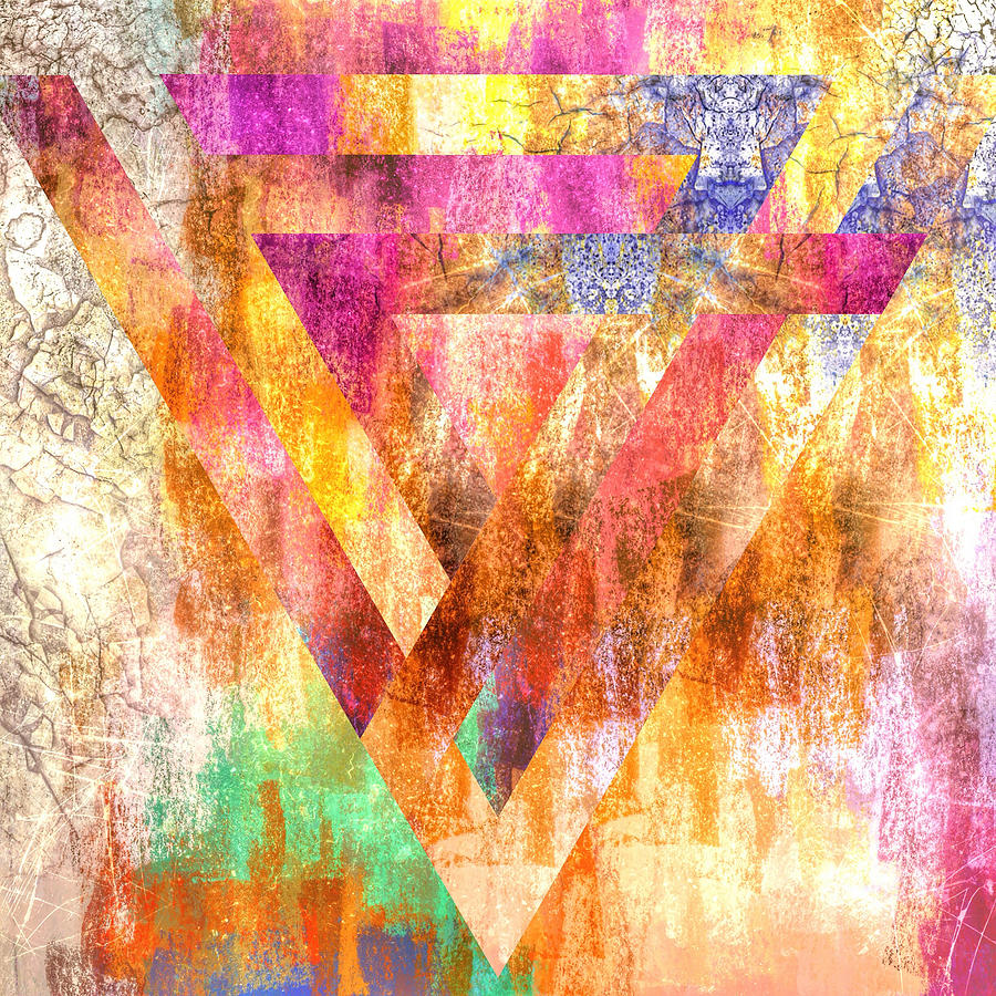 Glowing Multi Colored Interlocking Triangles Digital Art