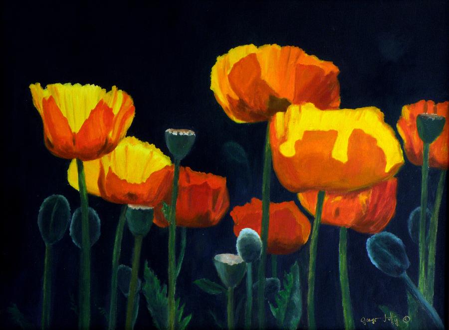 Glowing poppies Painting by George Tuffy