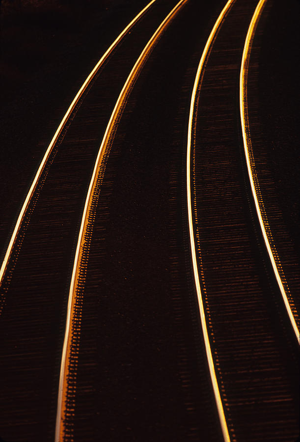 Train Photograph - Glowing Rails by Susan  Benson