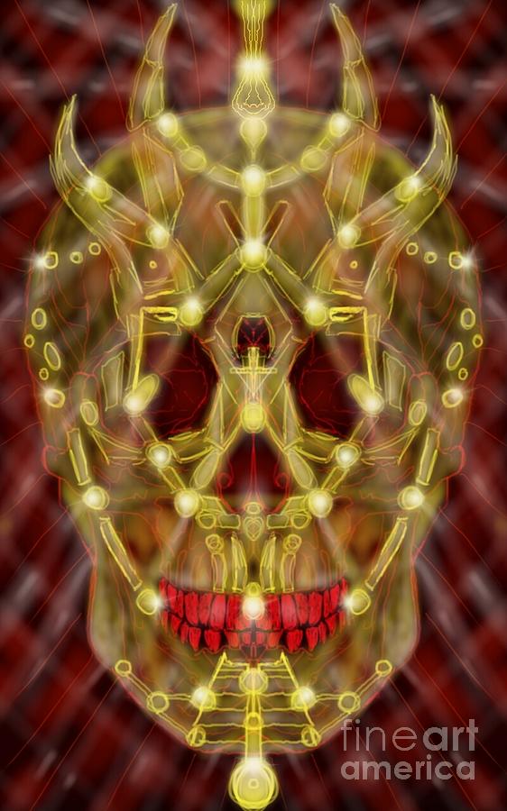 Skull Digital Art - Glowing Skull by Michael African Visions