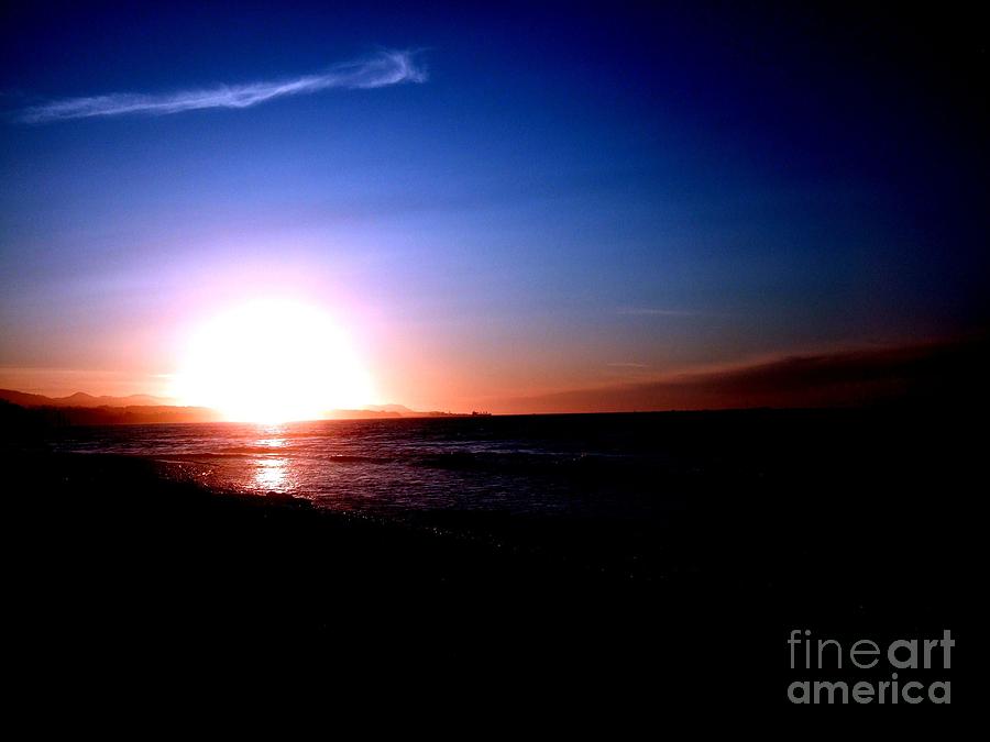 Sunset Photograph - Glowing Sunset On The Strait of Juan de Fuca In Port Angeles Washington   by Delores Malcomson
