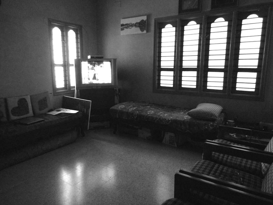 Black And White Photograph - Glowing Windows 1 by Usha Shantharam
