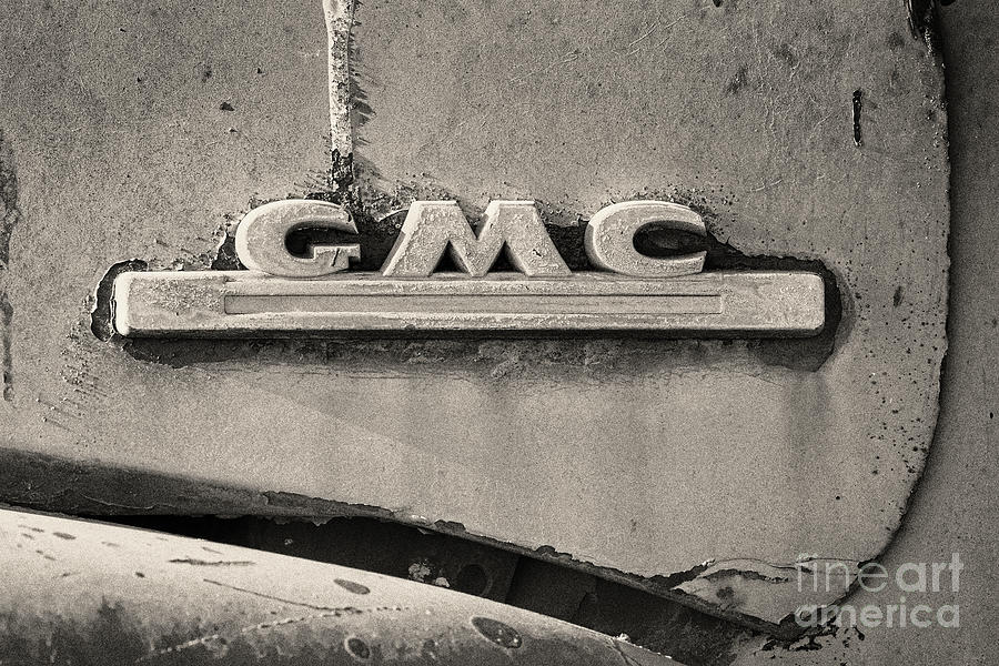 GMC on Green bw Photograph by Jerry Fornarotto