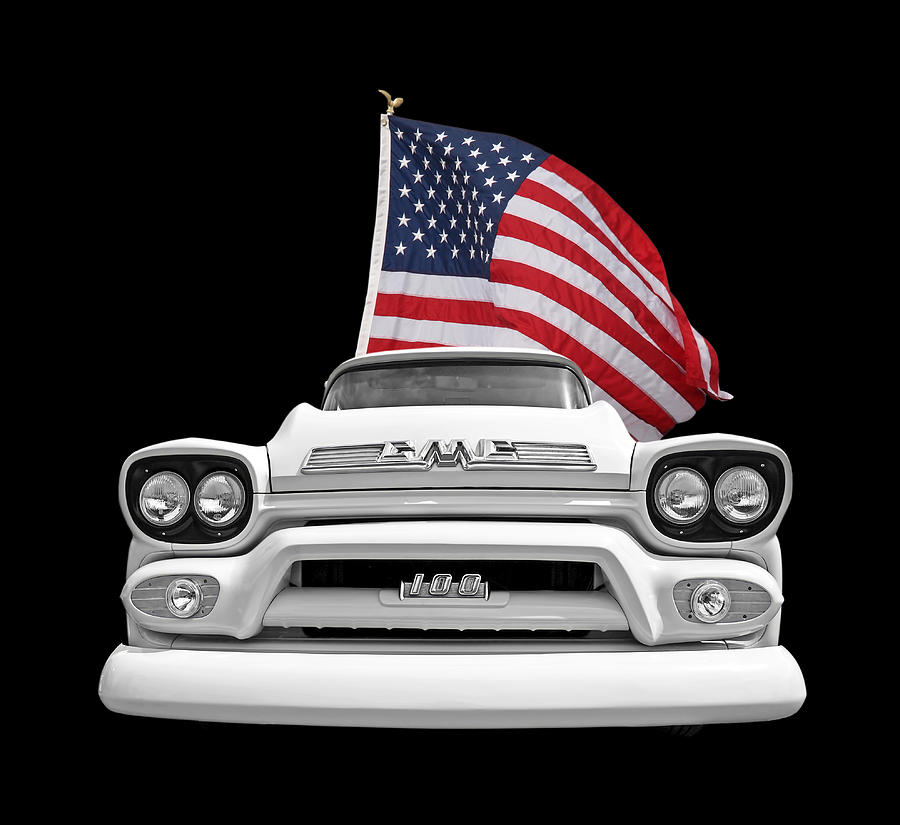 Independence Day Photograph - GMC Pickup With US Flag by Gill Billington