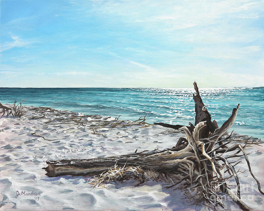 Beach Painting - Gnarled Drift Wood by Joe Mandrick