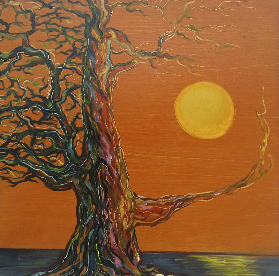 Gnarly Tree by the Sea Painting by Karen Doyle - Fine Art America