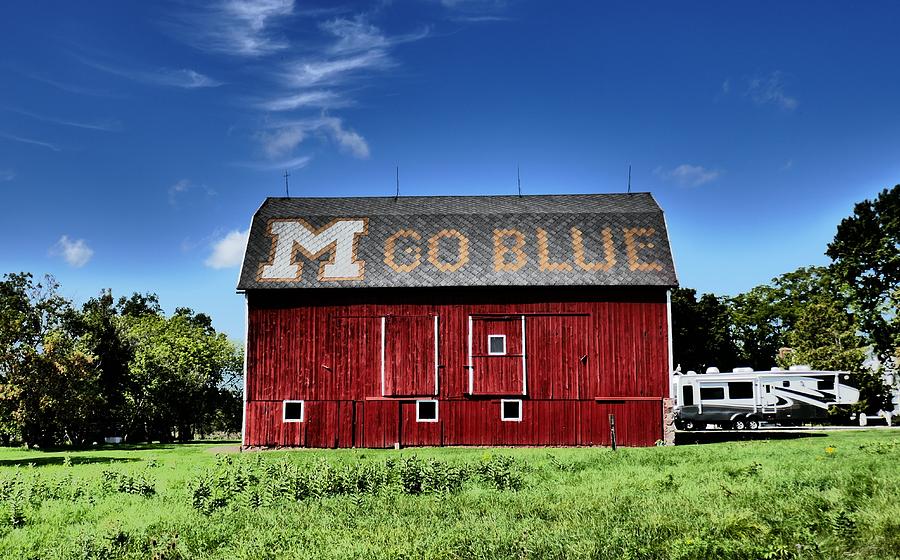 University Of Michigan Photograph - Go Blue Barn by Lawrence Birk