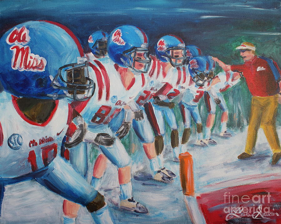 Football Painting - Go Get Em  by Leslie Saucier