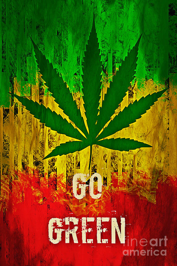 Cannabis Digital Art - Go Green by Binka Kirova