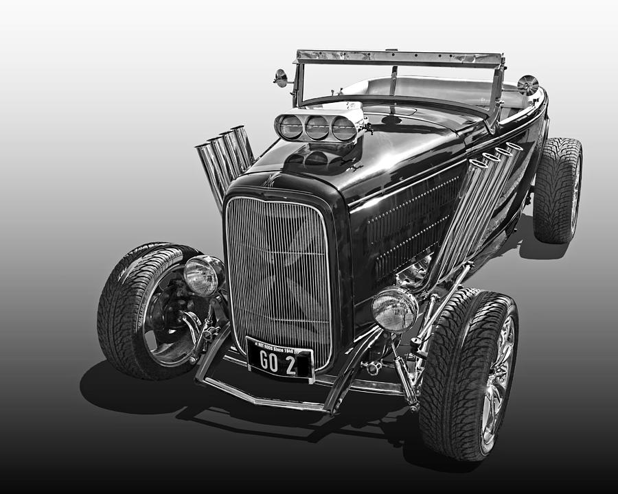 Go Hot Rod in Black and White Photograph by Gill Billington