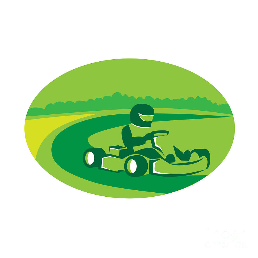 Tree Digital Art - Go Kart Racing Oval Retro by Aloysius Patrimonio