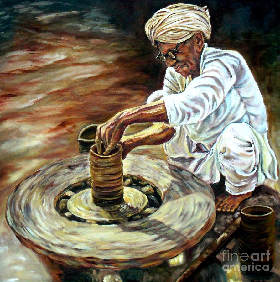 Potter Painting - Go with the Flow by Murali