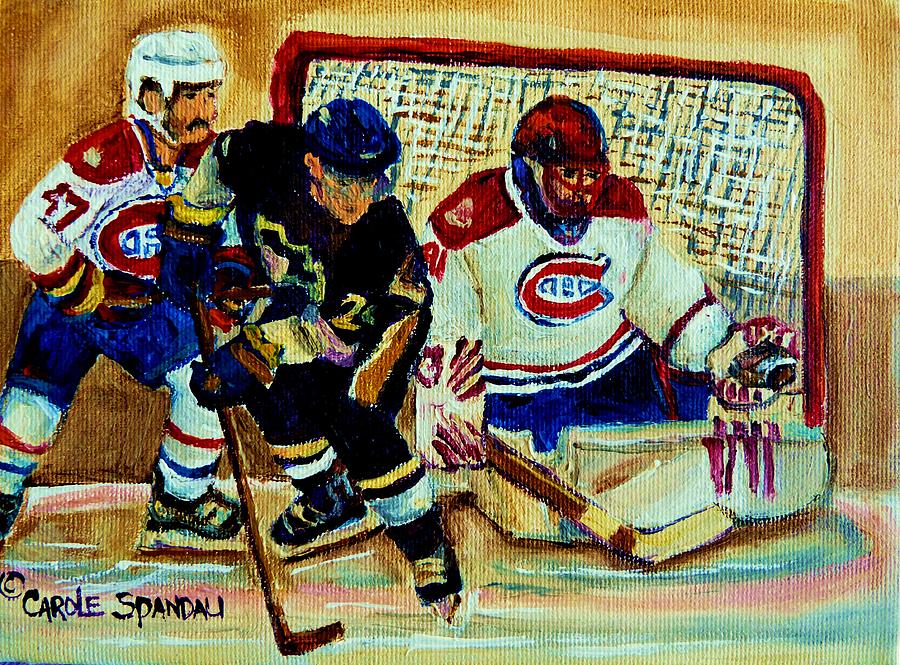 Goalie  And Hockey Art Painting by Carole Spandau