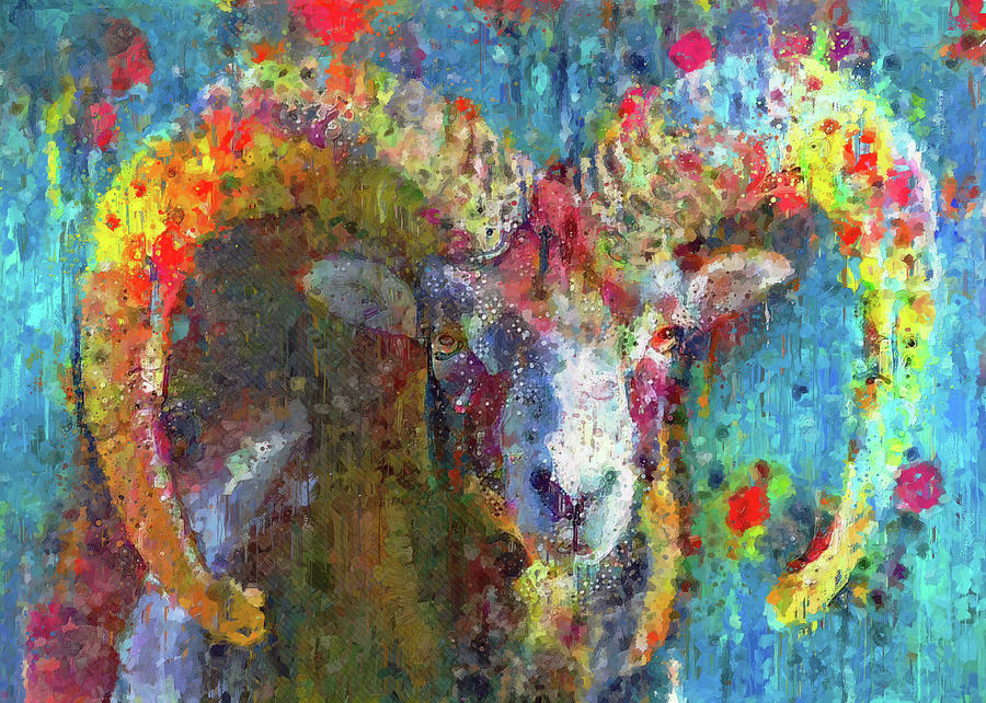 Goat In Colors Digital Art by Yury Malkov
