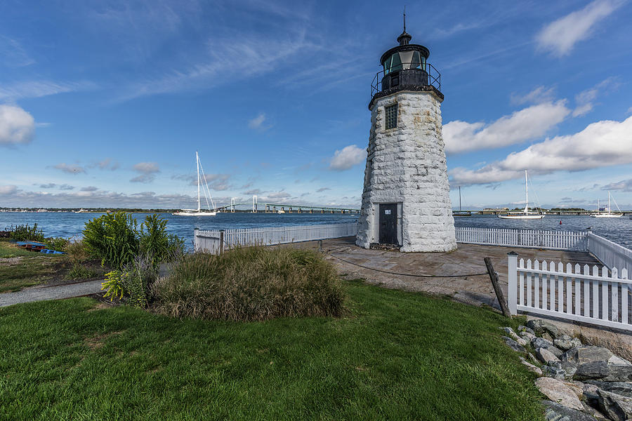 Goat Island Light And The Newport Bridge Photograph by Brian MacLean