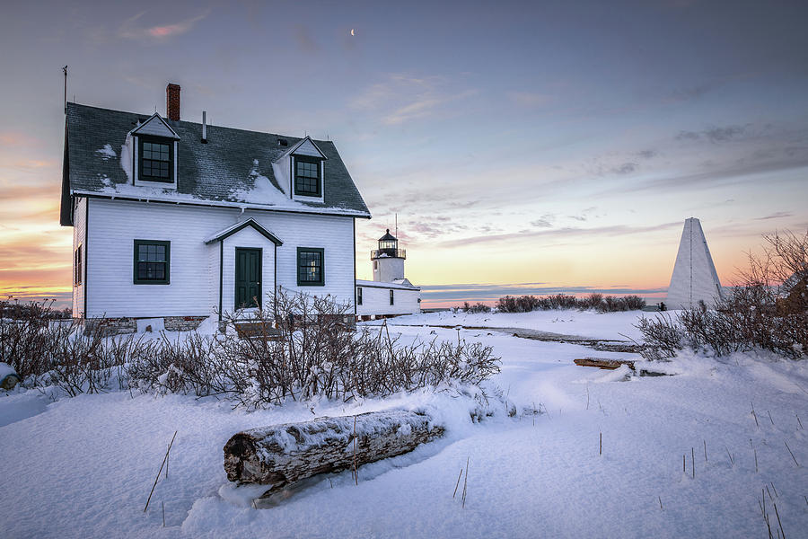 Goat Island Light in Winter Photograph by Colin Chase
