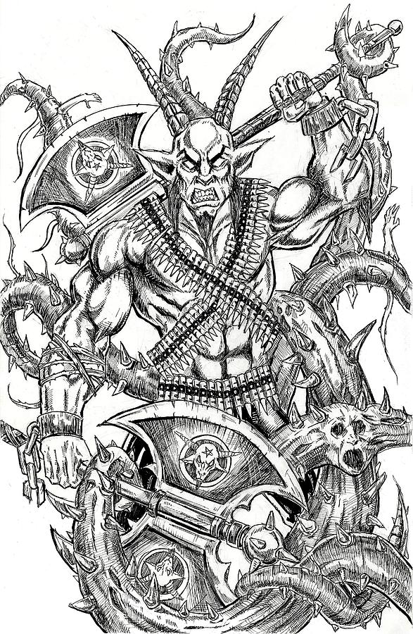 Goatlord In The Myst Drawing by Alaric Barca