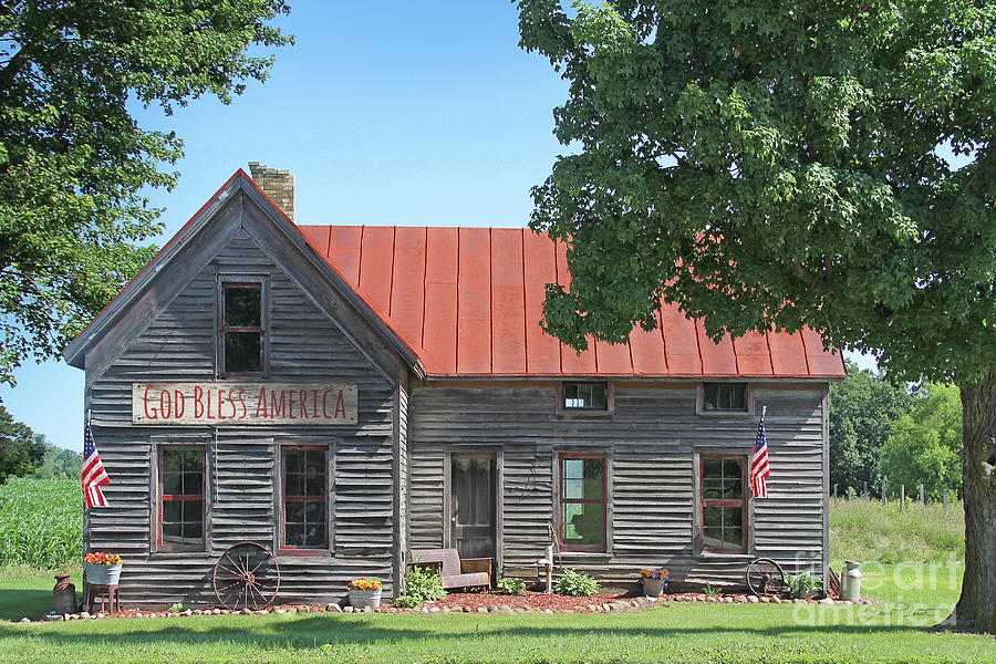 God Bless America farm House Photograph by Jean Plout