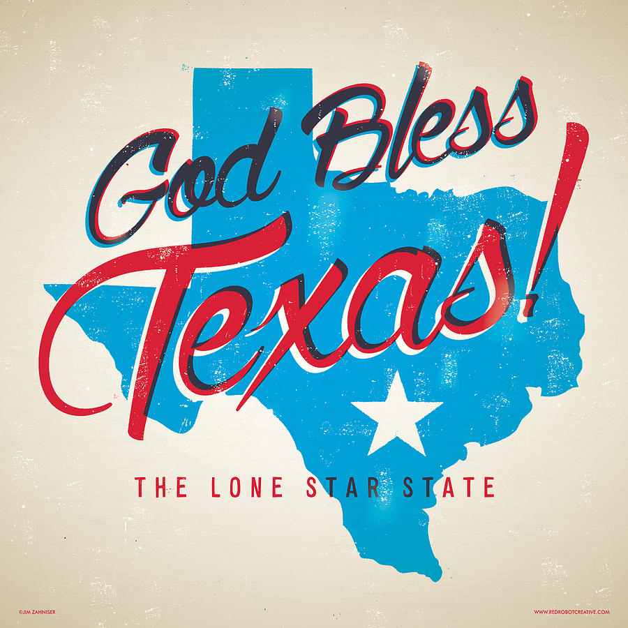 Willie Nelson Digital Art - God Bless Texas by Jim Zahniser