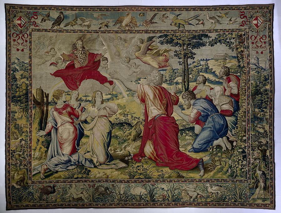 Textile tapestry God Blesses Noahs Family Willem de Pannemaker after 1567 Tapestry - Textile by Vintage Collectables