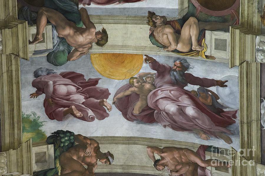 God Creating The Sun Moon And Earth Sistine Chapel Vatican By Michelangelo