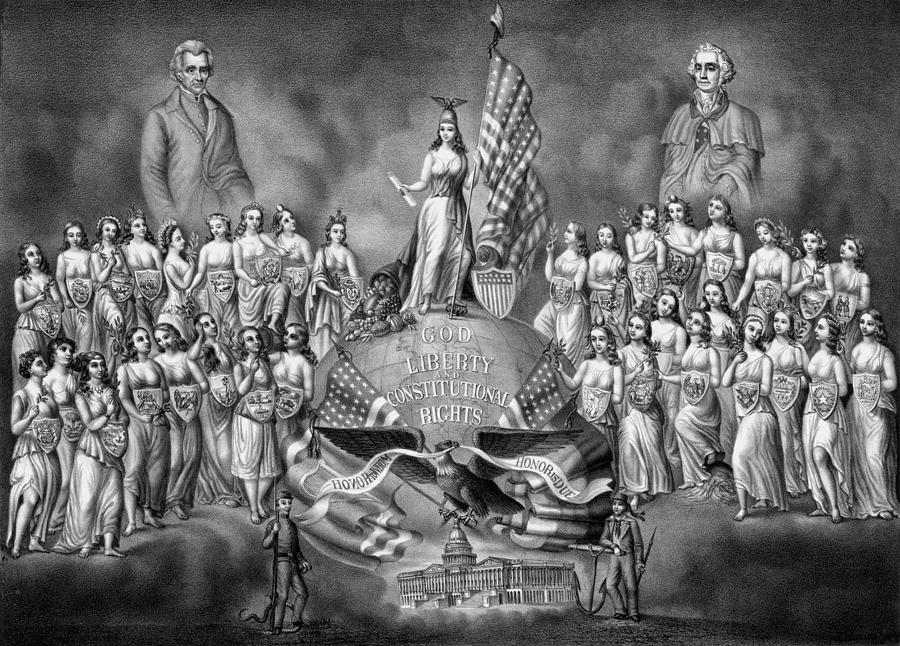 God Liberty and Constitutional Rights Drawing by War Is Hell Store