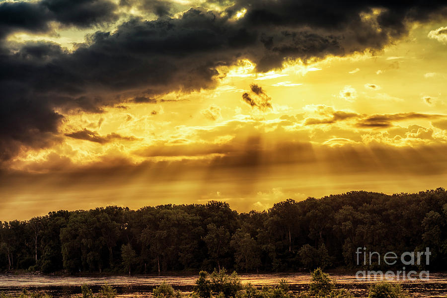 God Light  above Missouri River Photograph by Thomas R Fletcher