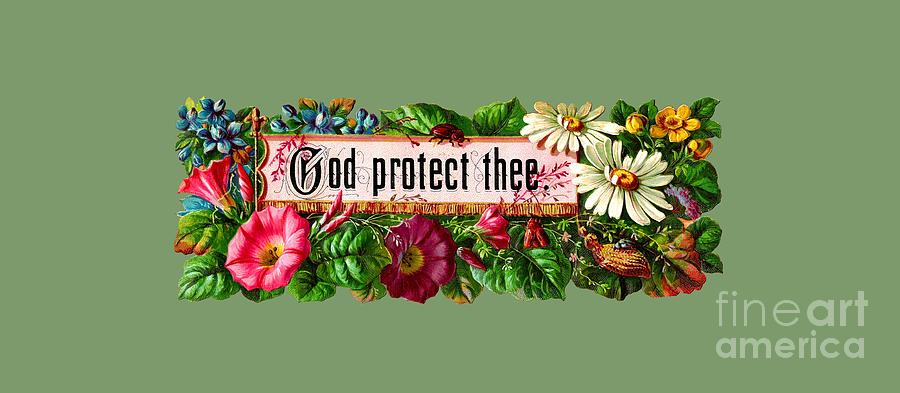 God protect thee vintage Painting by Vintage Collectables
