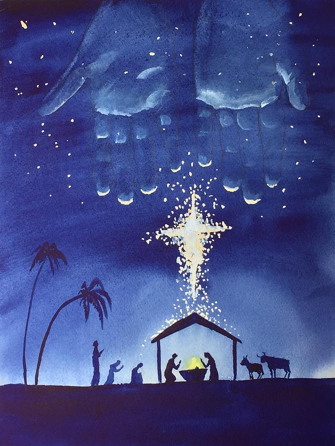 Christmas Painting - God So Loved He Gave by Dennis Fakes