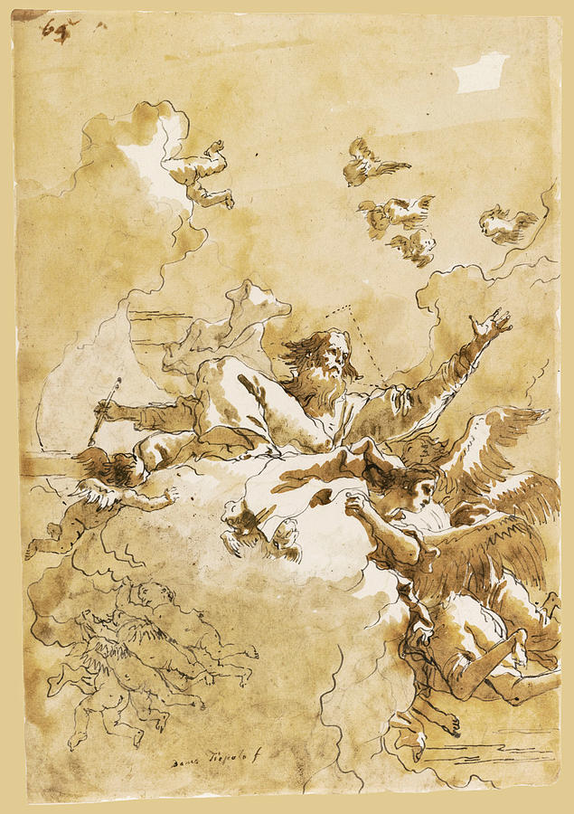 God the Father in Glory Drawing by Giovanni Domenico Tiepolo