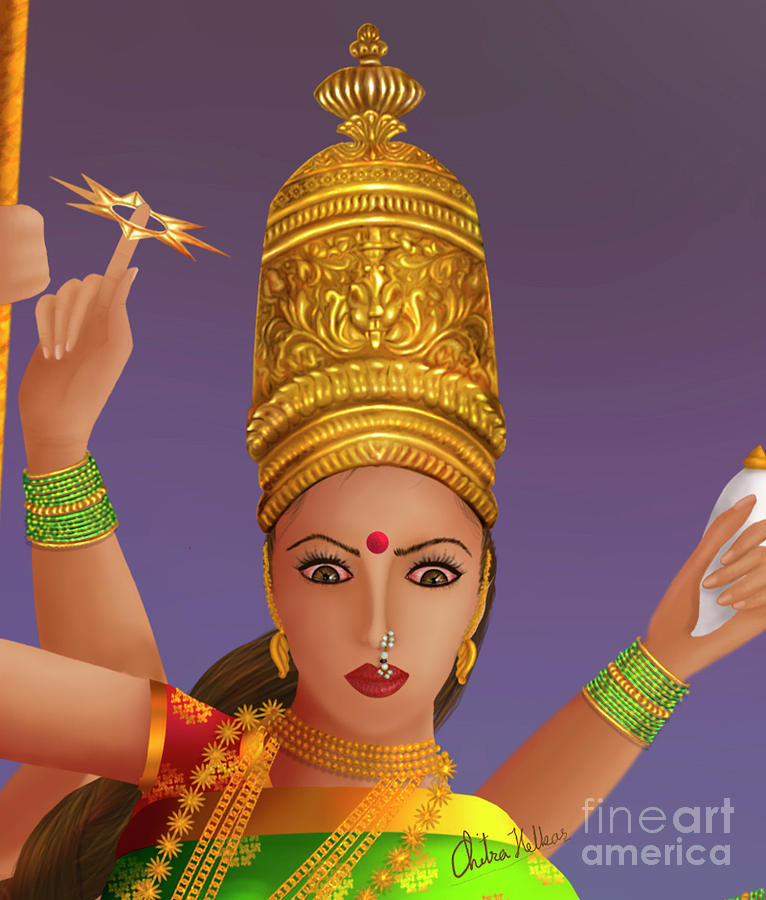 Durga Painting - Goddess Durga by Chitra Helkar