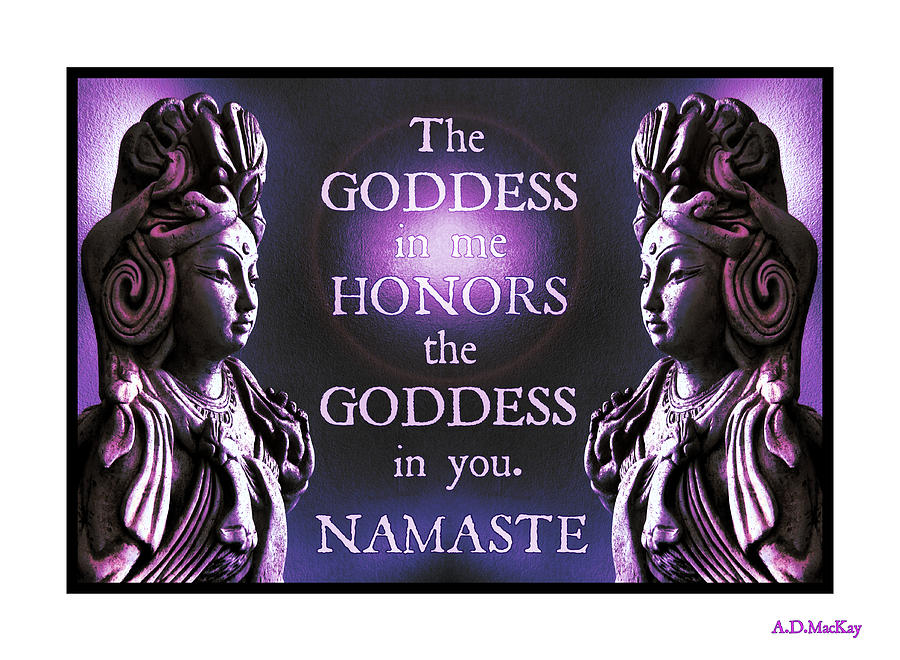 Goddess Digital Art - Goddess Yoga Namaste  by Celtic Artist Angela Dawn MacKay