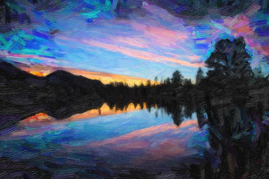 Goden Sunset Painting by Celestial Images
