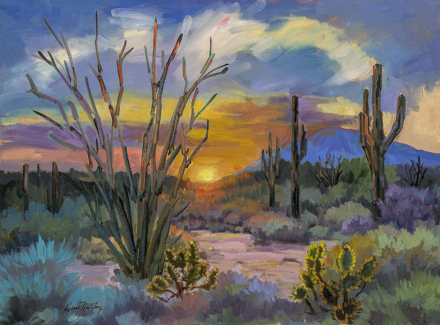 Sunset Painting - Gods Day - Sonoran Desert by Diane McClary