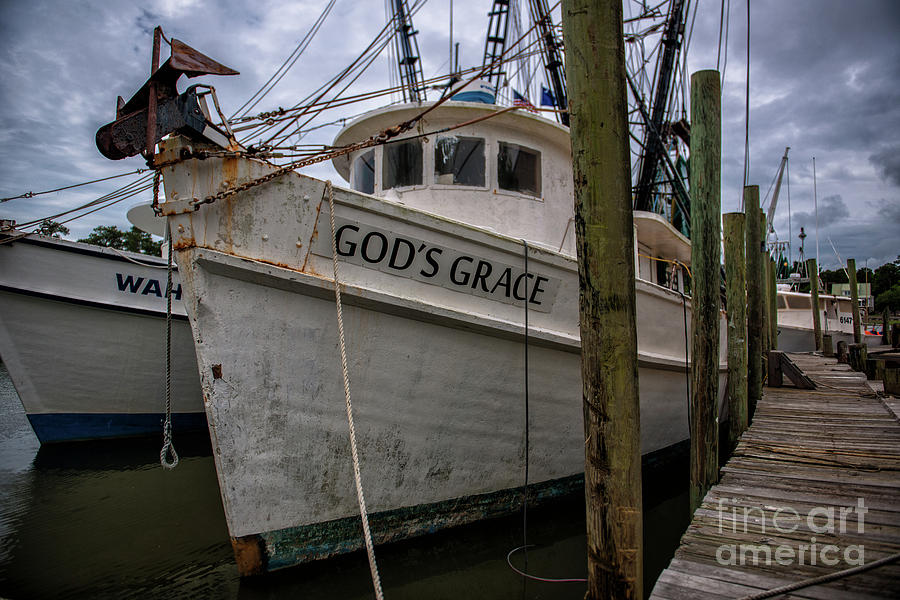Gods Grace Shrimp Boat Docked in McCellanville SC Photograph by Dale Powell