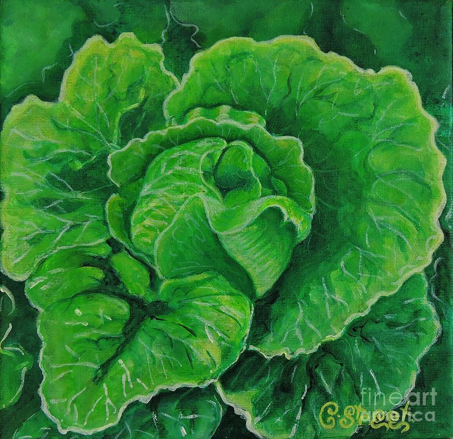 Gods Kitchen Series No 5 Lettuce Painting by Caroline Street