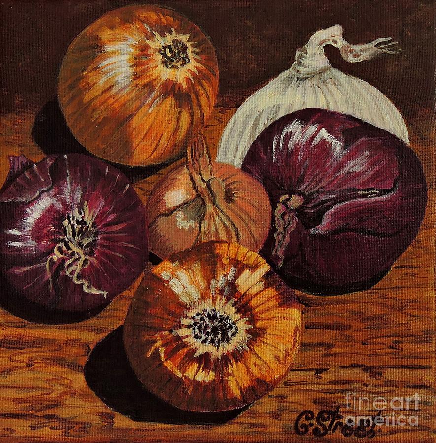 Vegetable Painting - Gods Kitchen Series No 9 Onions  by Caroline Street