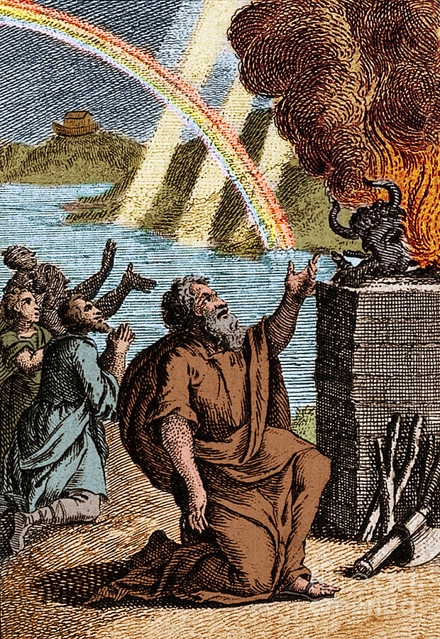 Genesis Photograph - Gods Rainbow Answers Noahs Sacrifice by Science Source
