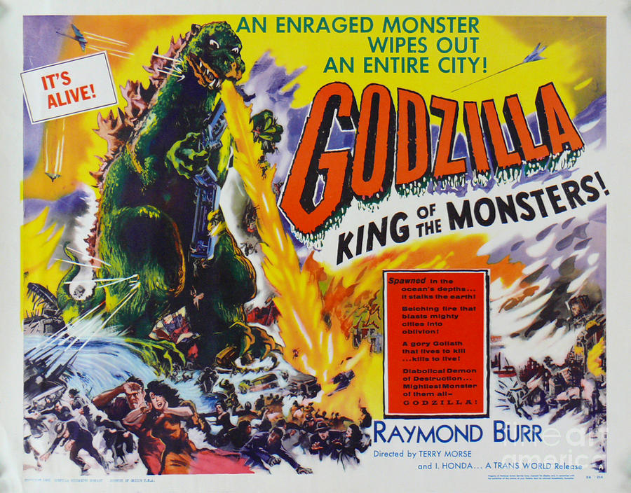 GodZilla King of the Monsters An enraged monster wipes out an entire city vintage movie poster Painting by Vintage Collectables
