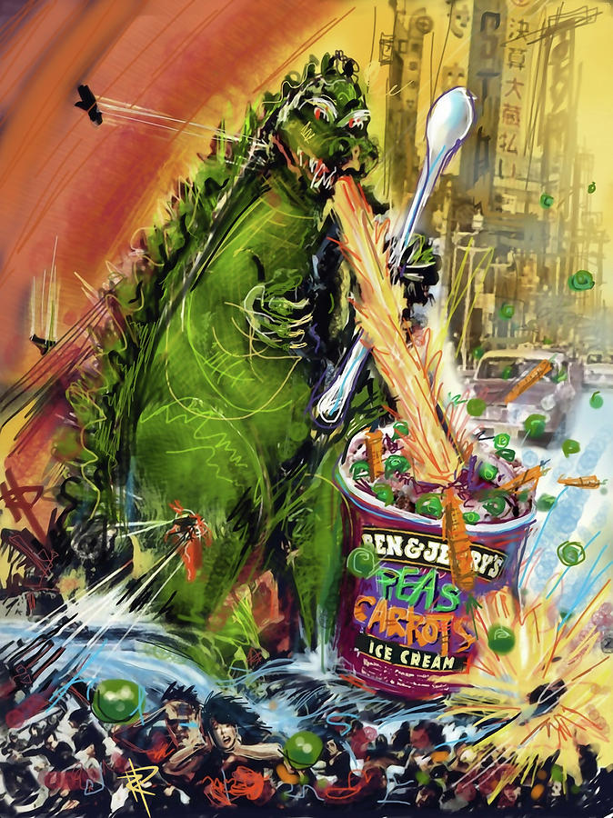 Ice Cream Digital Art - Godzilla by Russell Pierce