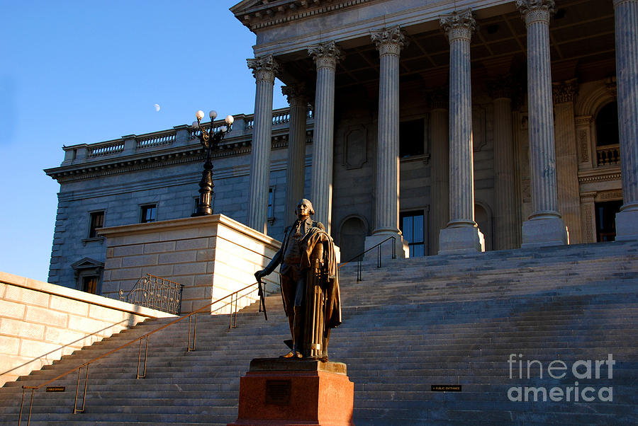Capitol Photograph - Goerge Washington in Front of the Capitol Building in Columbia SC by Susanne Van Hulst