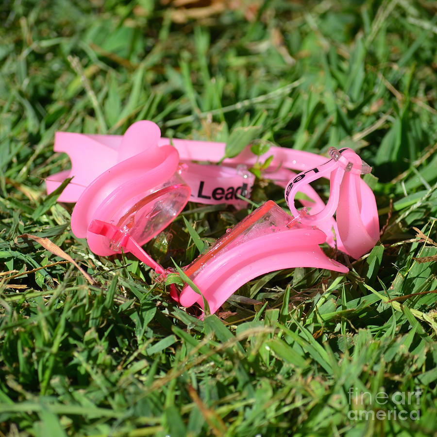 Pink Goggles on Green Grass Photograph by Jason Freedman