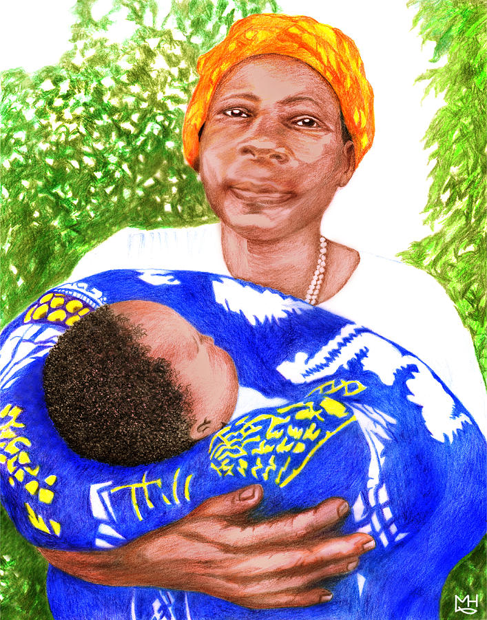 Gogo Grandmother Drawing by Marilyn Borne