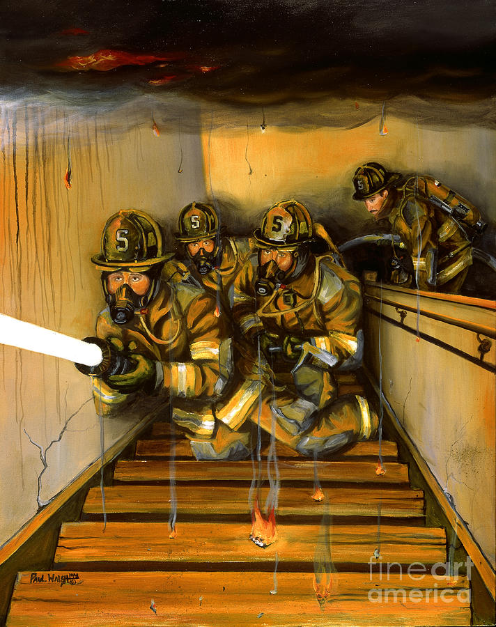 Fire Fighting Painting - Goin To Work by Paul Walsh